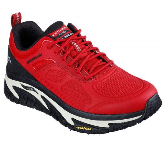 Pánské Trekové Boty Skechers Relaxed Fit: Arch Fit Silniční Walker - Recon Červené Černé | QZISCLF-29