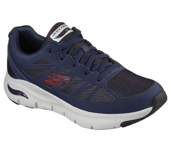 Pánské Tréninkové Boty Skechers Arch Fit - Charge Back Tmavě Blankyt Červené | UABVWJM-95