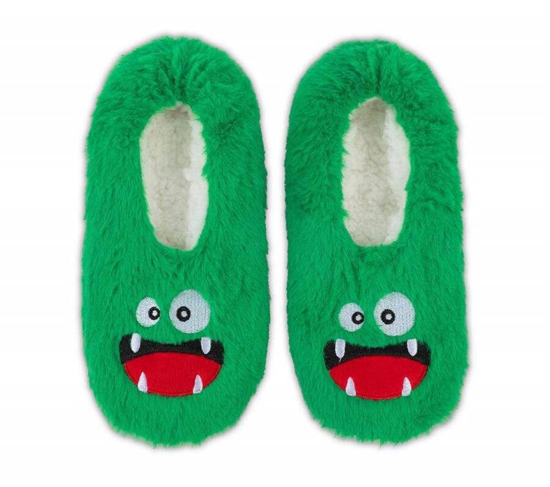 Chlapecké Ponožky Skechers Furry Monster Pantofle - 1 Pack Zelene | XNBWJCG-35