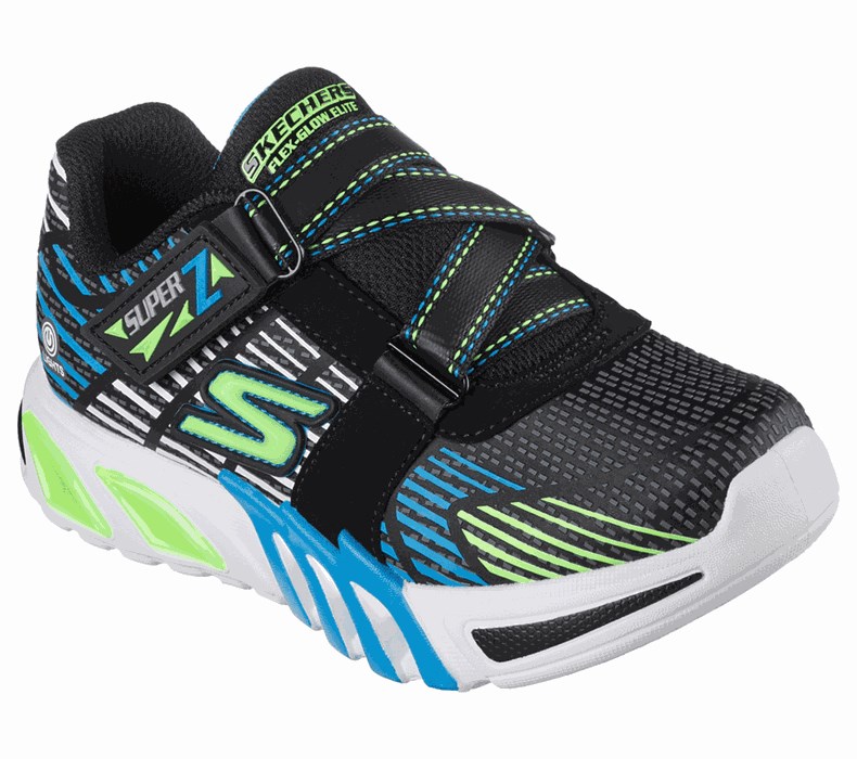 Chlapecké Tenisky Skechers S Lights: Flex-Glow Elite - Zurvo Černé Světle Zelene | VSRNOTP-76