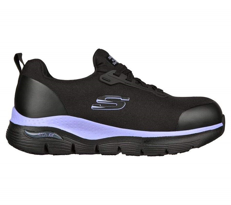 Dámské Bezpečnostní Boty Skechers Arch Fit SR - Evzan Černé Fialové | HMTCLEO-36