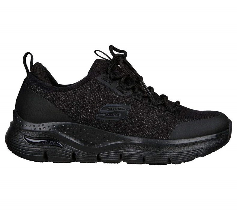 Dámské Bezpečnostní Boty Skechers Arch Fit SR - Visalia Černé | LWXPNKA-12