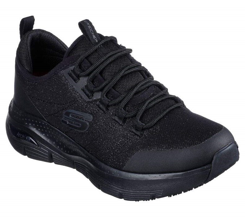 Dámské Bezpečnostní Boty Skechers Arch Fit SR - Visalia Černé | LWXPNKA-12