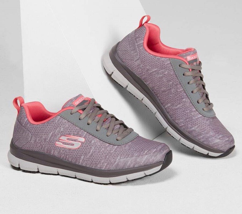 Dámské Bezpečnostní Boty Skechers Relaxed Fit: Pohodlí Flex SR - HC Pro SR Šedé Růžové | JIUGPRH-73