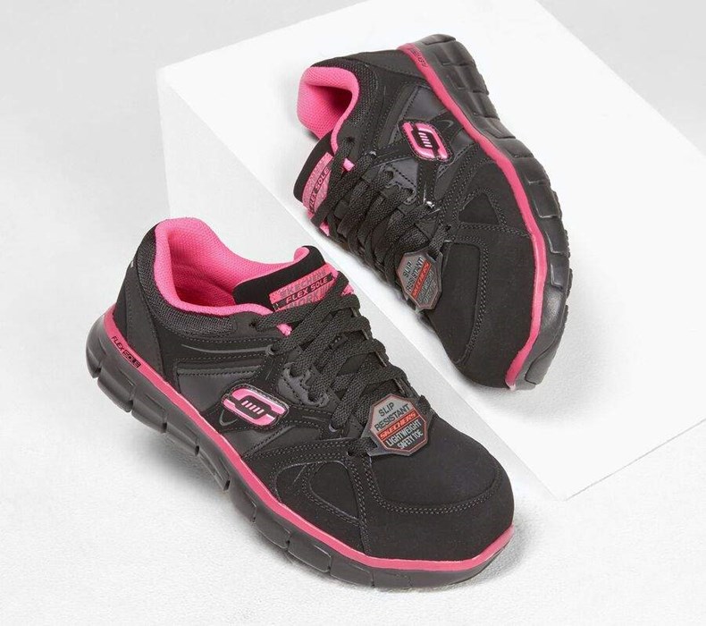 Dámské Bezpečnostní Boty Skechers Synergy - Sandlot Alloy Špicí Černé Růžové | FNGZLAO-73