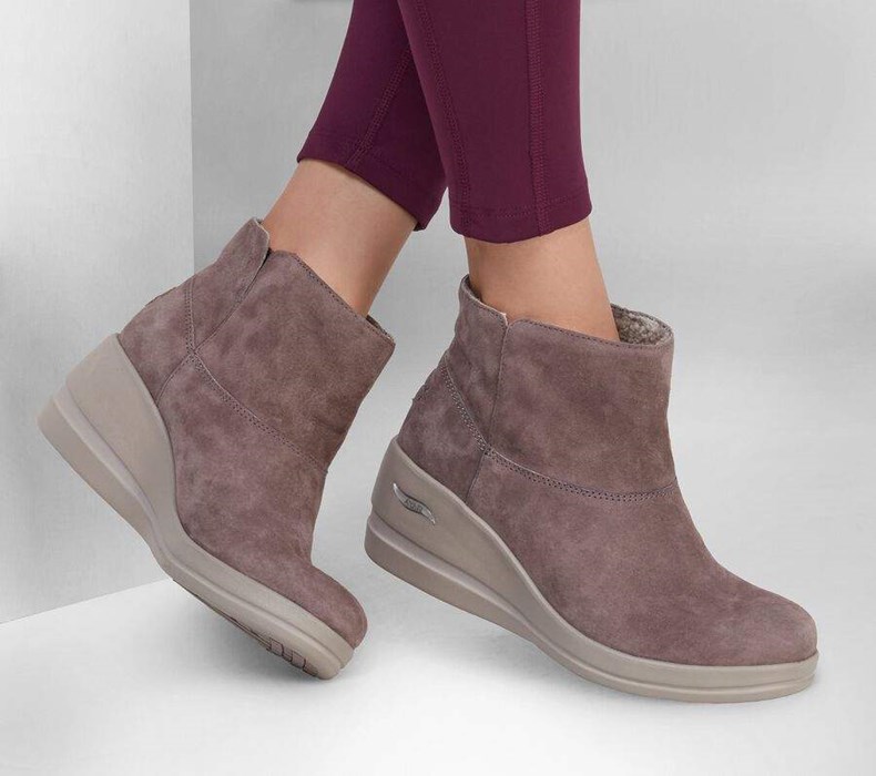 Dámské Boty Na Klínku Skechers Arch Fit Rise - Posh Hnědé | ITBLSPJ-05