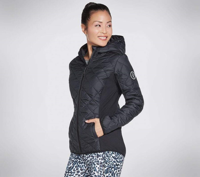 Dámské Bundy Skechers GOwalk Wear Everyday Puffer Černé | FCNYXGH-24