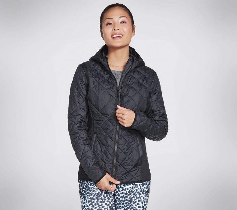 Dámské Bundy Skechers GOwalk Wear Everyday Puffer Černé | FCNYXGH-24