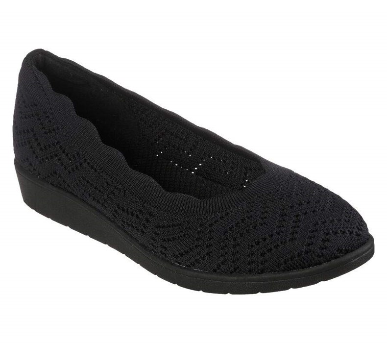 Dámské Flats Skechers Cleo Flex Klínku - New Days Černé | UHQZRJX-76