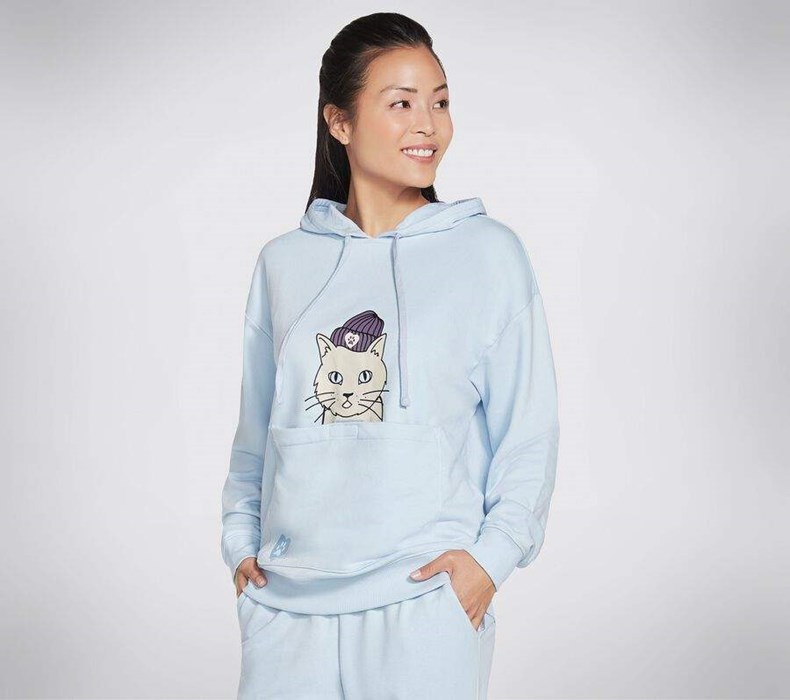 Dámské Mikiny S Kapucí Skechers BOBS Apparel Hipcat Pouch Pullover Hoodie Blankyt | KMTCRHG-15