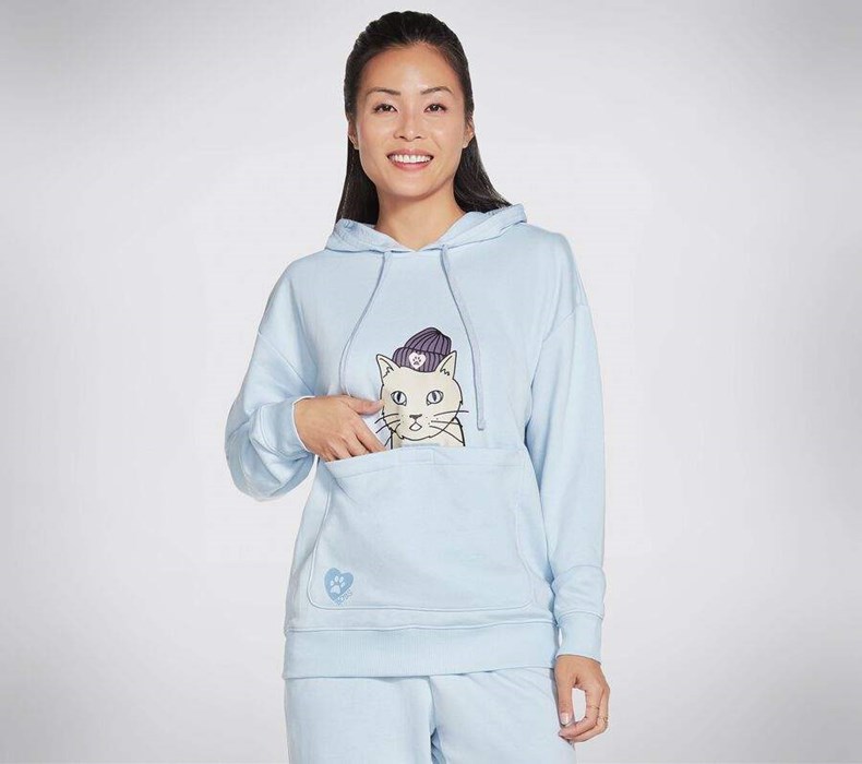 Dámské Mikiny S Kapucí Skechers BOBS Apparel Hipcat Pouch Pullover Hoodie Blankyt | KMTCRHG-15