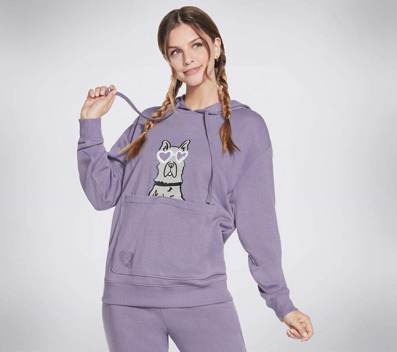 Dámské Mikiny S Kapucí Skechers BOBS Apparel Dawg Pouch Pullover Hoodie Fialové | LBTRAFY-58