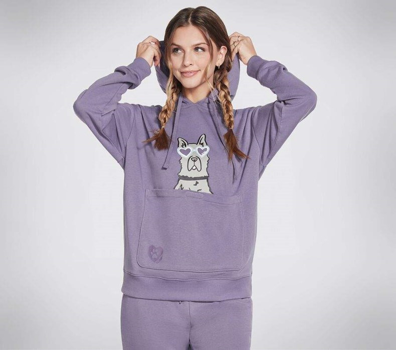 Dámské Mikiny S Kapucí Skechers BOBS Apparel Dawg Pouch Pullover Hoodie Fialové | LBTRAFY-58