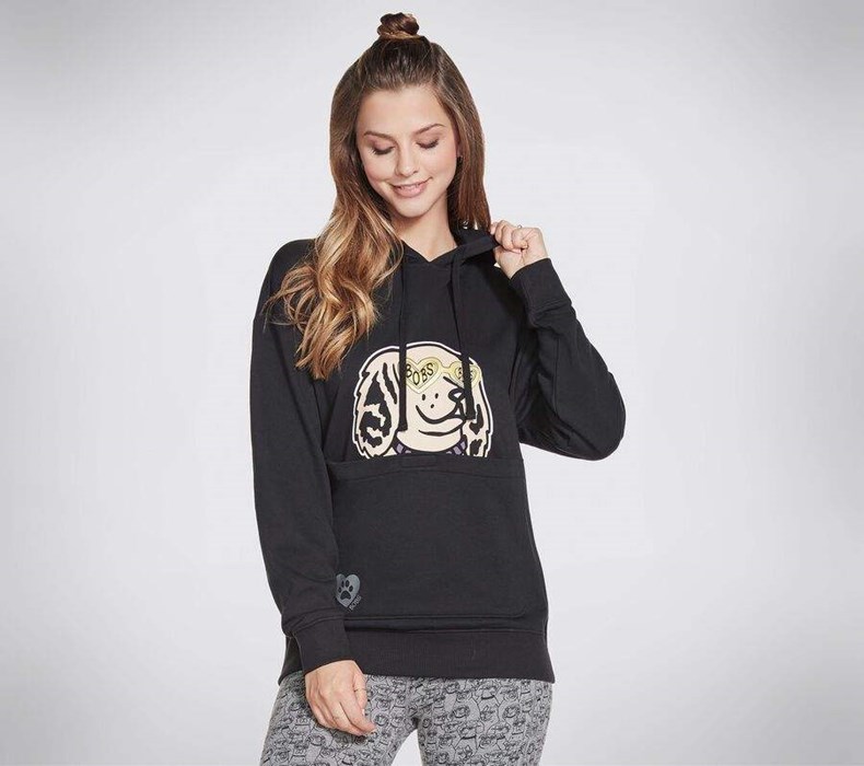 Dámské Mikiny S Kapucí Skechers BOBS Apparel Classy Lassie Pouch Pullover Hoodie Černé | TBDHIZV-23