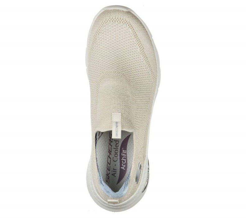 Dámské Mokasíny Skechers Arch Fit - Keep It Up Bílé | EOSJLDC-26