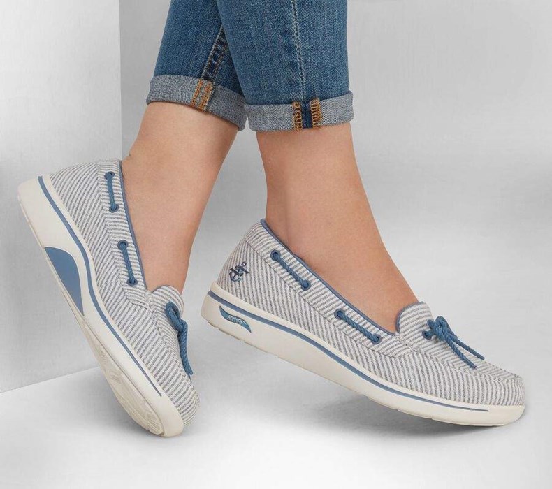 Dámské Mokasíny Skechers Arch Fit Uplift - Coastal Breeze Blankyt Bílé | EPOWMAK-01