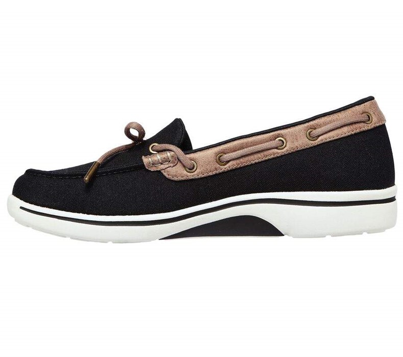 Dámské Mokasíny Skechers Arch Fit Uplift - Shoreline Černé | MOZVRCJ-62