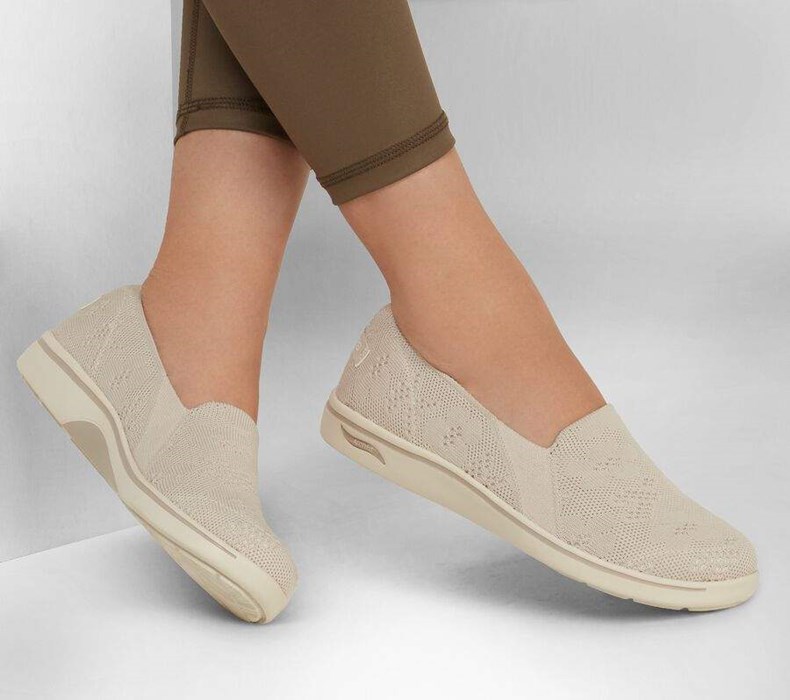 Dámské Mokasíny Skechers Arch Fit Uplift - Wishful Béžový | QBOUFIE-31