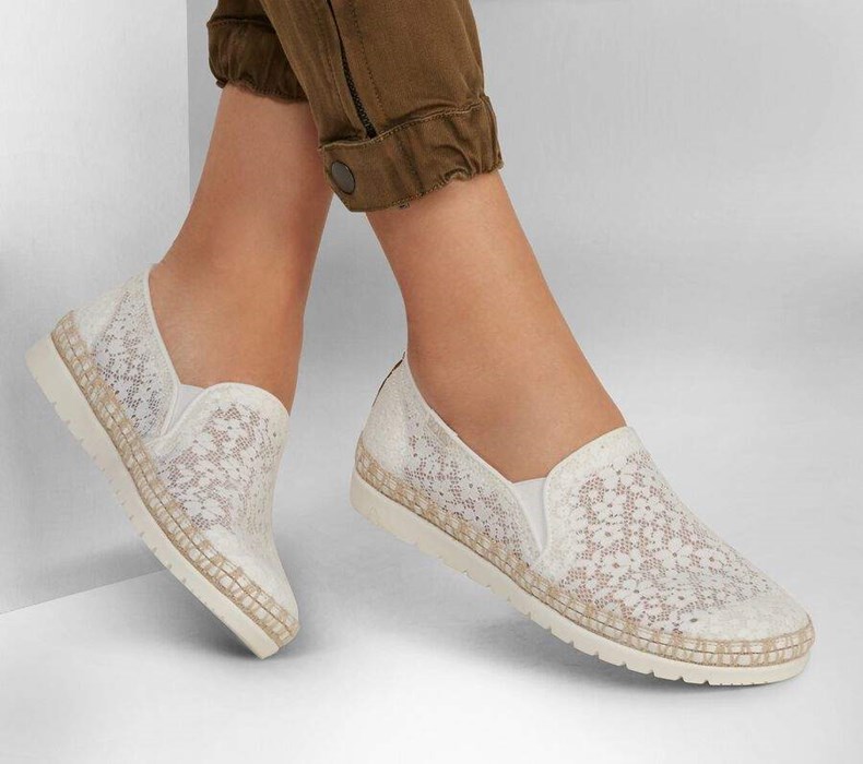 Dámské Mokasíny Skechers BOBS Flexpadrille 3.0 - Summer Siesta Bílé | YBGJNRP-51