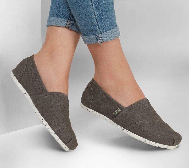 Dámské Mokasíny Skechers BOBS Plush - Nature's Kiss Šedé | EWXLHUM-17