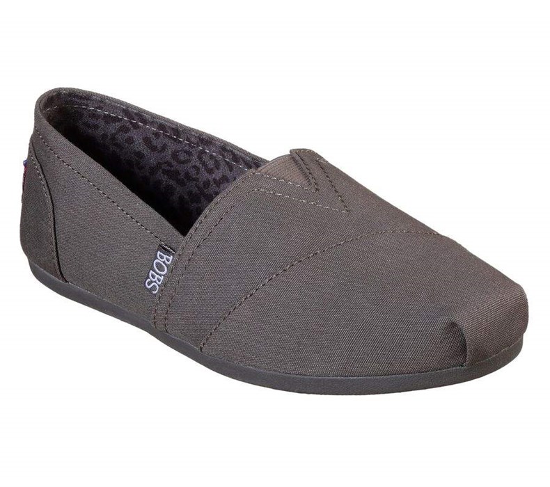 Dámské Mokasíny Skechers BOBS Plush - Peace and Love Tmavě Šedé | KCMGQTS-80