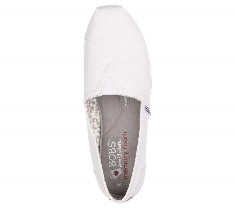 Dámské Mokasíny Skechers BOBS Plush - Peace and Love Bílé | OQEKCML-56