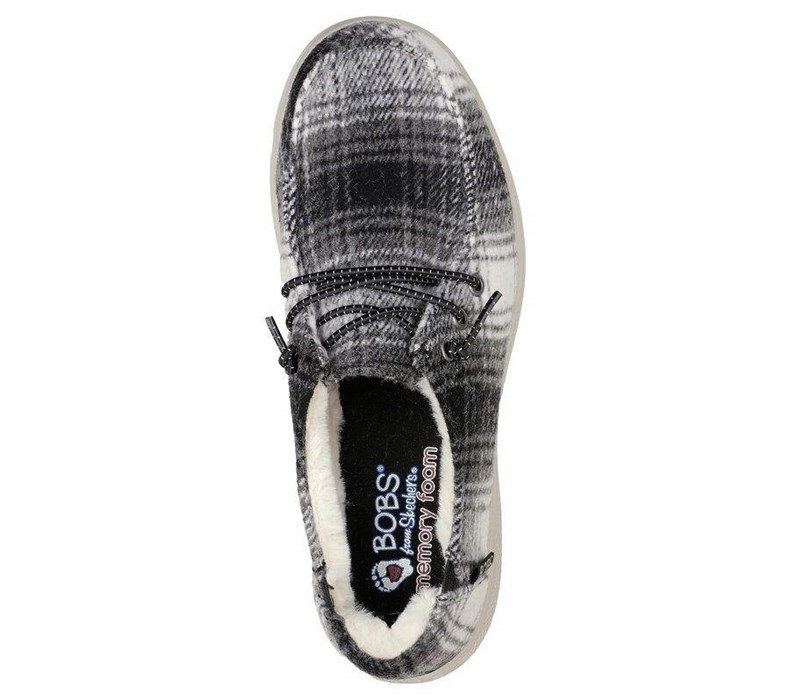 Dámské Mokasíny Skechers BOBS Skipper - Plaid Pretender Černé Bílé | QBHODPI-62