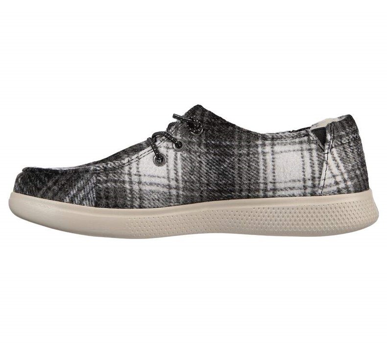 Dámské Mokasíny Skechers BOBS Skipper - Plaid Pretender Černé Bílé | QBHODPI-62