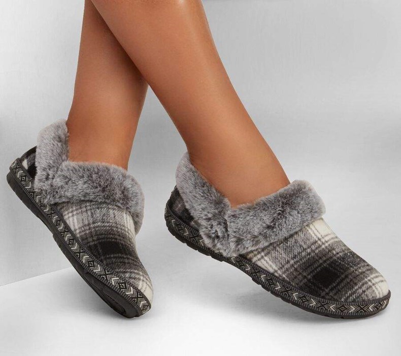 Dámské Mokasíny Skechers BOBS Too Cozy - Plaid Party Černé | JPBWUEO-17