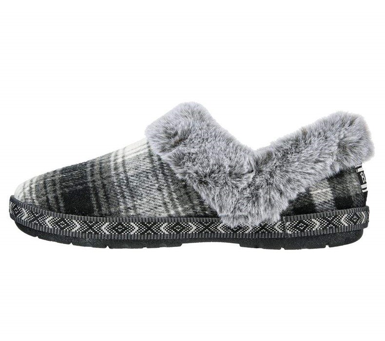 Dámské Mokasíny Skechers BOBS Too Cozy - Plaid Party Černé | JPBWUEO-17