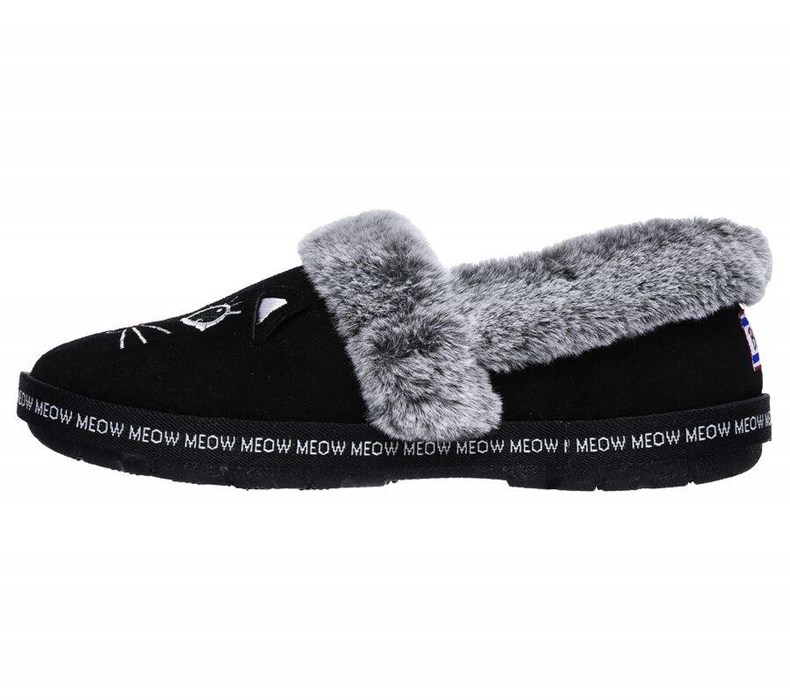 Dámské Mokasíny Skechers BOBS Too Cozy - Meow Pajamas Černé | UGWPBHR-75