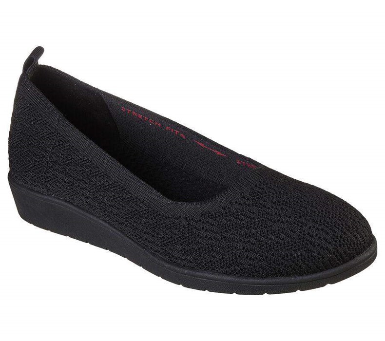 Dámské Mokasíny Skechers Cleo Flex Klínku - Flipside Černé | JDFUACG-76