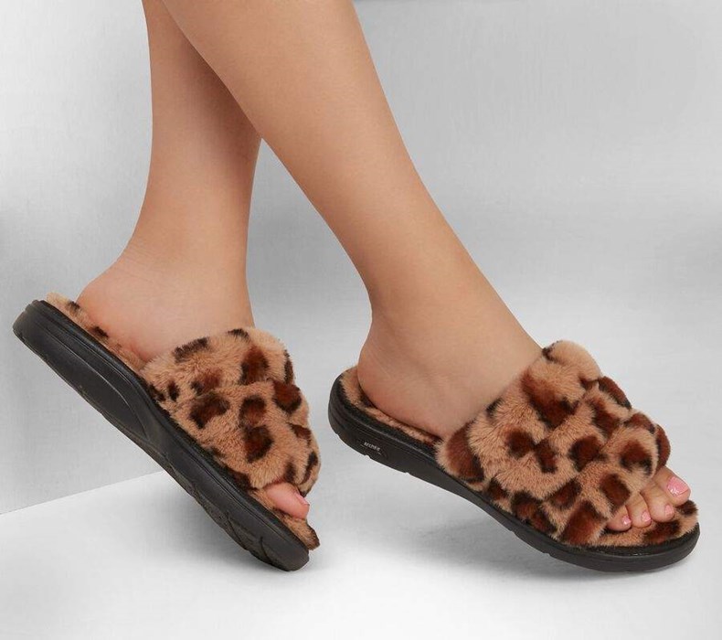 Dámské Mokasíny Skechers GO Lounge: Arch Fit Lounge - Furrreal Leopard | FQKOAHU-84