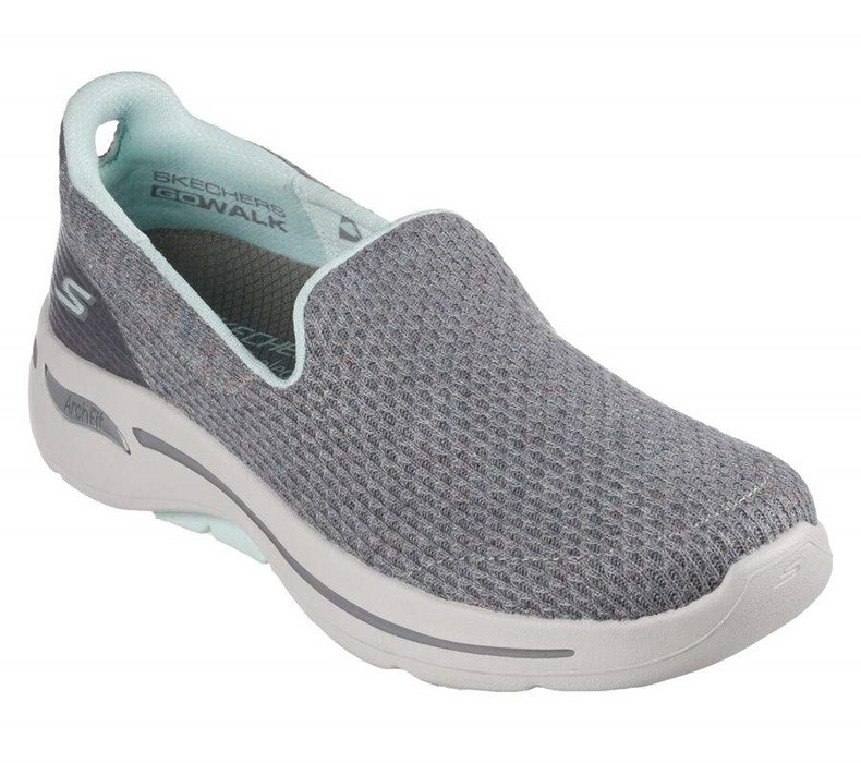 Dámské Mokasíny Skechers GO WALK Arch Fit - Our Earth Šedé Světle Tyrkysové | BAJYLHV-85