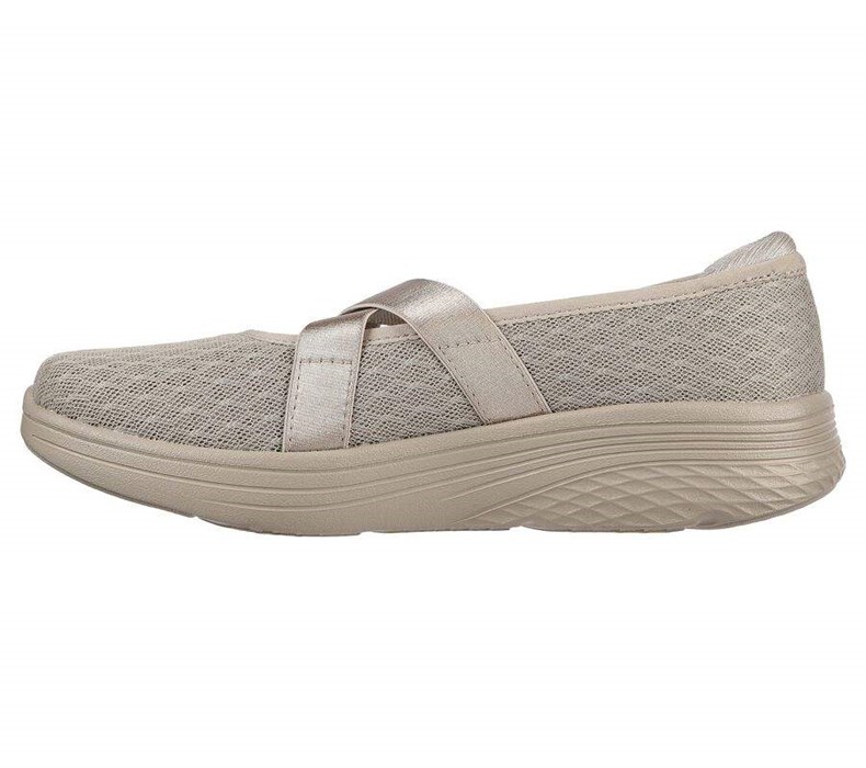 Dámské Mokasíny Skechers Max Cushioning Lite - Breathe Eazy Šedé Hnědé | QFVUWJA-47