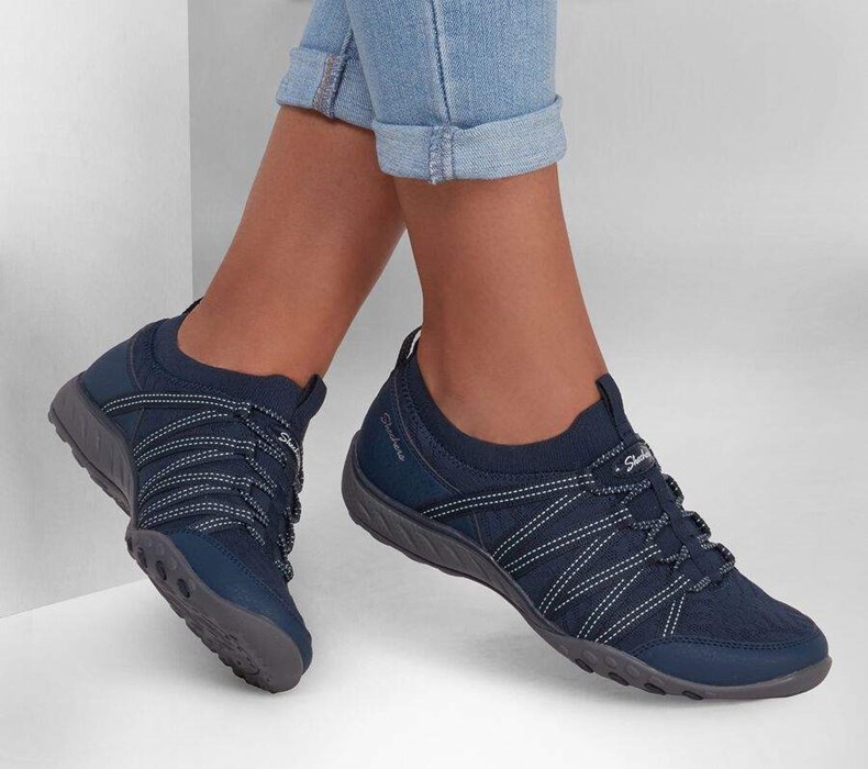 Dámské Mokasíny Skechers Relaxed Fit: Breathe-Easy - First Light Tmavě Blankyt | MFPKNLG-25