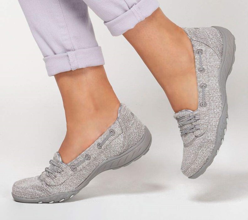 Dámské Mokasíny Skechers Relaxed Fit: Breathe Easy - Good Influence Šedé | UEDMXRG-57