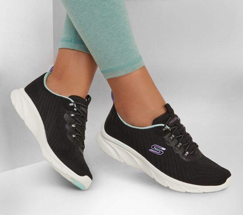 Dámské Mokasíny Skechers Relaxed Fit: D'Lux Pohodlí - Easy Street Černé Bílé | IVMAWJY-62