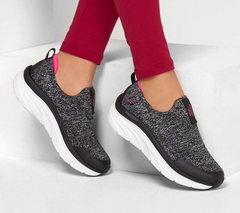 Dámské Mokasíny Skechers Relaxed Fit: D'Lux Walker - Quick Upgrade Černé Růžové | ZISTLQX-62