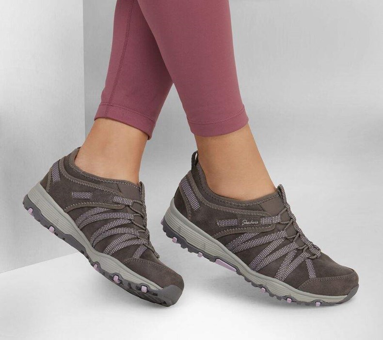 Dámské Mokasíny Skechers Seager Hiker - Flowerette Šedé | RUSHALF-58