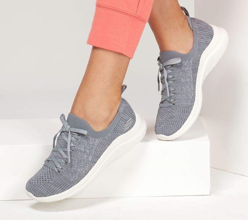 Dámské Mokasíny Skechers Ultra Flex 2.0 - Flash Illusion Šedé | LSMZYWQ-83