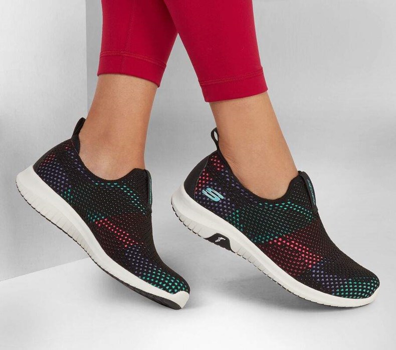 Dámské Mokasíny Skechers Ultra Flex Prime - Wondrous Gain Černé Viacfarebný | KEHSFTD-46