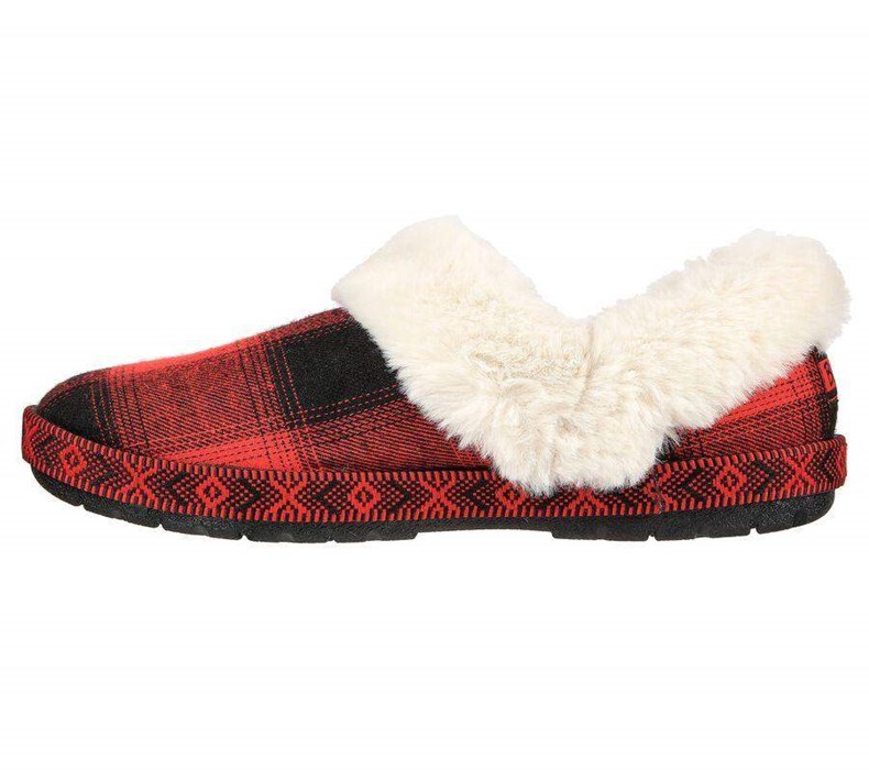 Dámské Pantofle Skechers BOBS Too Cozy - Pleasantly Plaid Červené | IDUNPFY-13