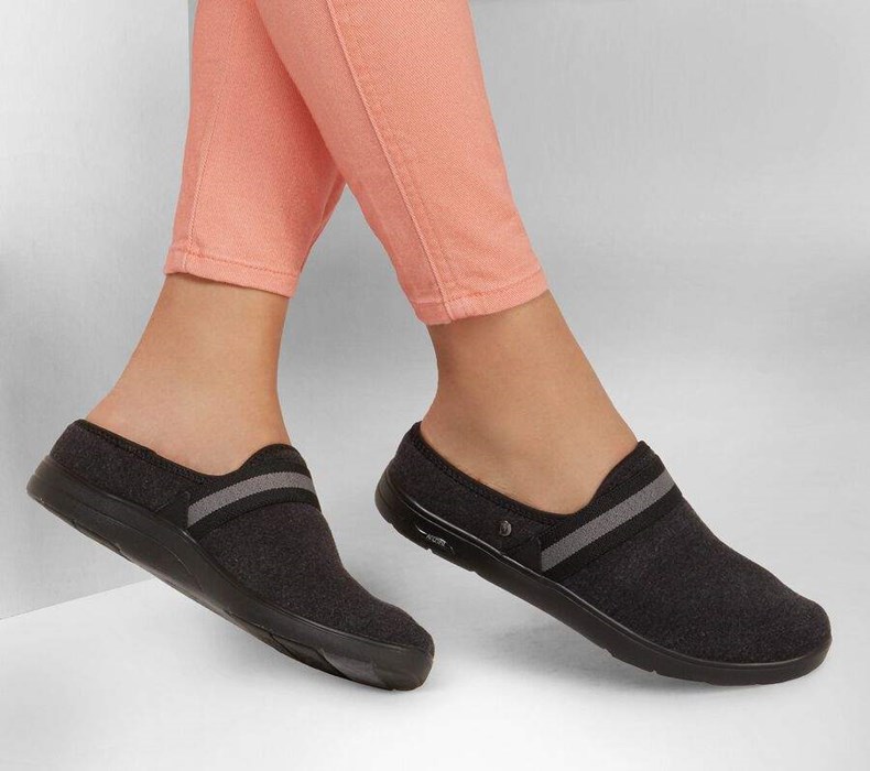 Dámské Pantofle Skechers GO Lounge: Arch Fit Lounge - Comfy Černé Šedé | DAMFILG-10