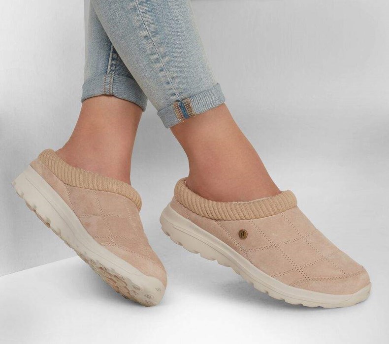 Dámské Pantofle Skechers GOlounge: GOwalk Lounge - Easygoing Béžový | QPKENDM-50