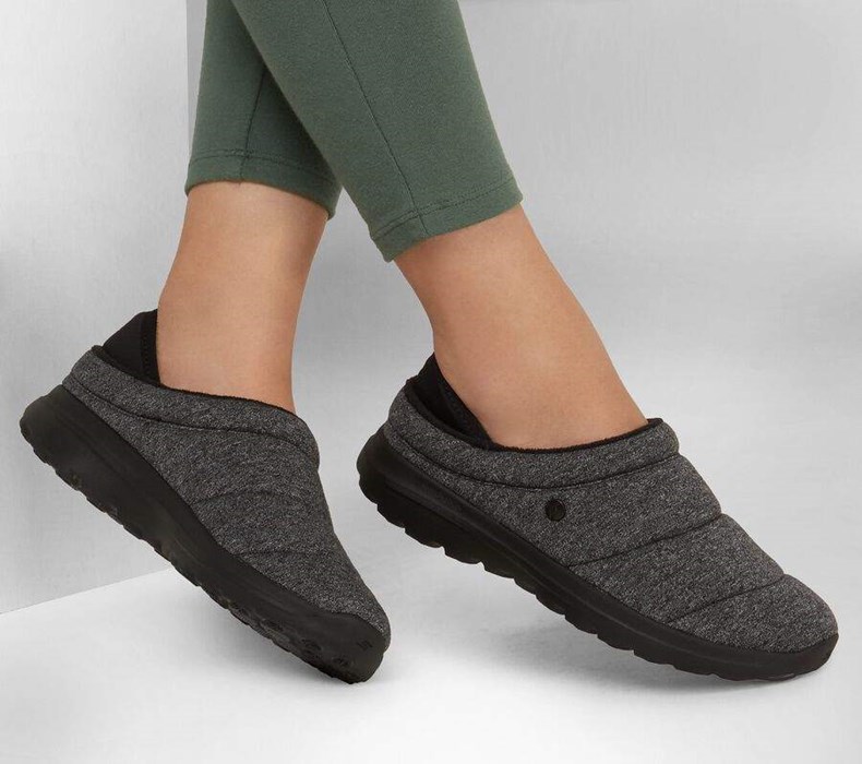 Dámské Pantofle Skechers GOwalk Lounge - At Ease Černé Šedé | YTGKMUF-60