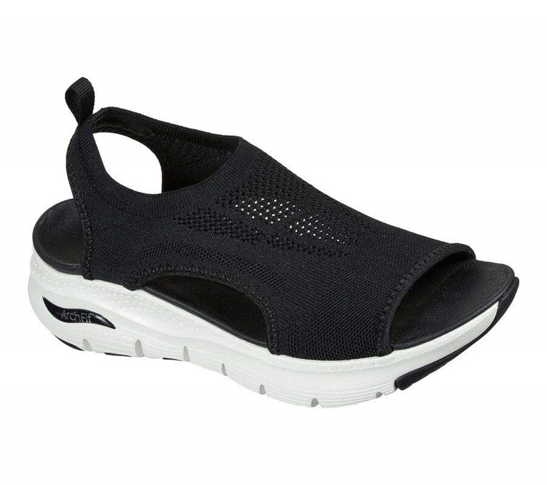 Dámské Sandály Skechers Arch Fit - City Catch Černé | WIKPHAE-71