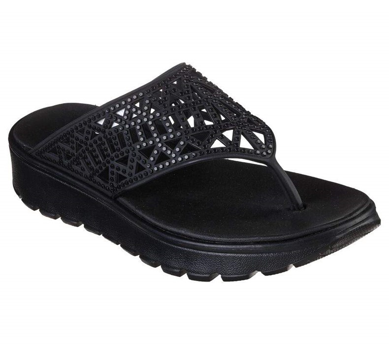 Dámské Sandály Skechers Foamies: Footsteps - She\'s Cute Černé | ELAQTDZ-34