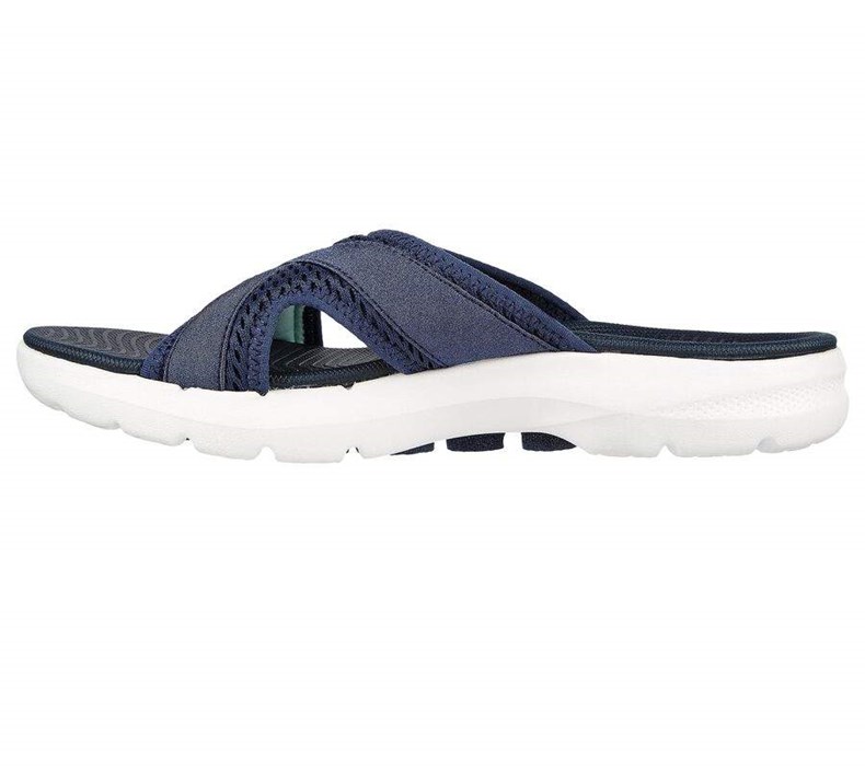 Dámské Sandály Skechers GO WALK 6 - Beach View Tmavě Blankyt | VEKNUIQ-17