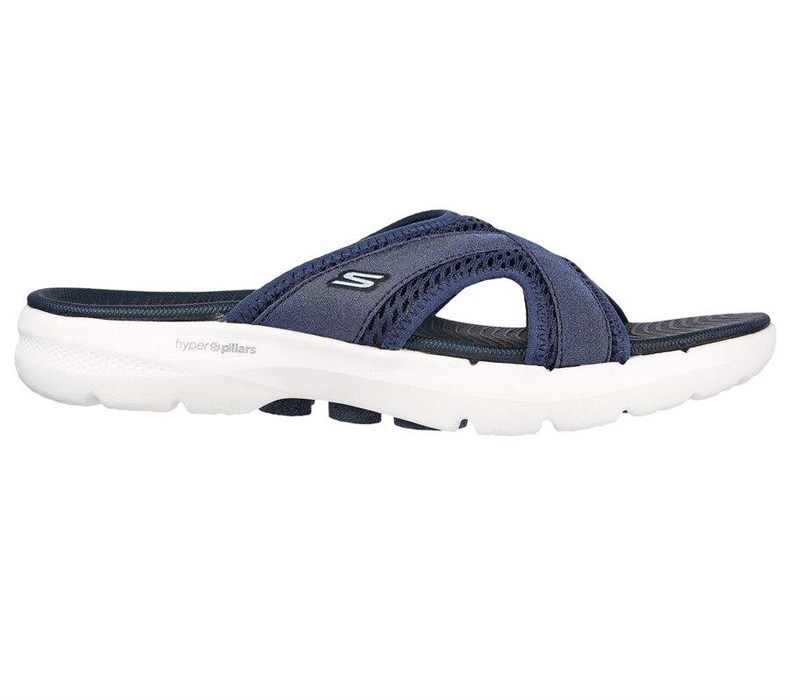 Dámské Sandály Skechers GO WALK 6 - Beach View Tmavě Blankyt | VEKNUIQ-17